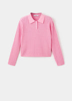 Ribstrikket Pullover Med Polokrave