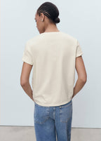T-Shirt Coton Broderie À Fleur