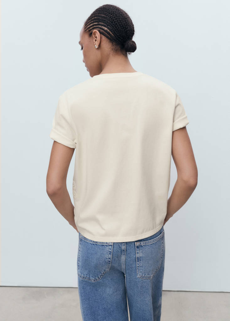 T-Shirt Coton Broderie À Fleur