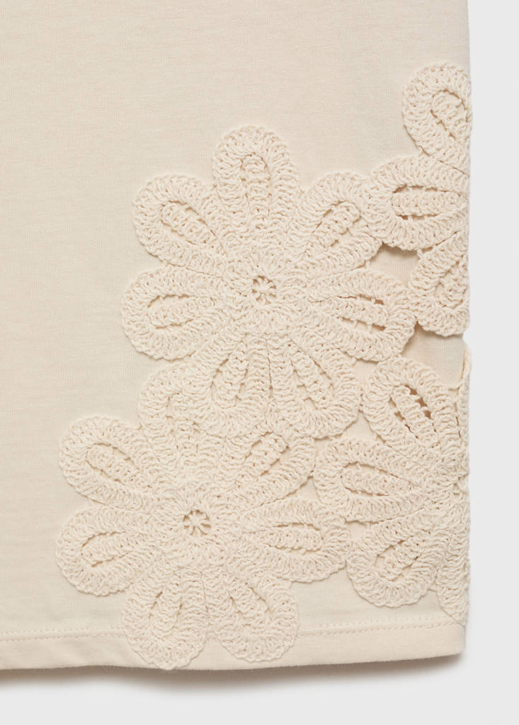 T-Shirt Coton Broderie À Fleur