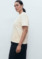T-Shirt Coton Broderie À Fleur
