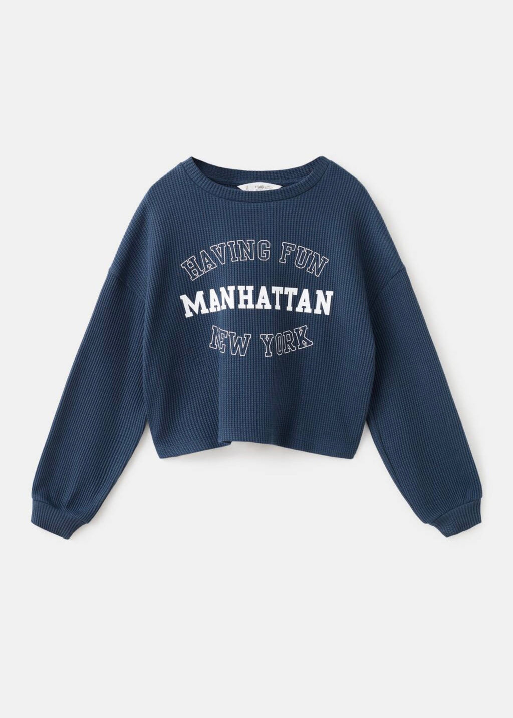 Sweat Waffle Bleu Marine - Fille