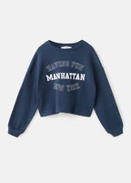 Sweat Waffle Bleu Marine - Fille