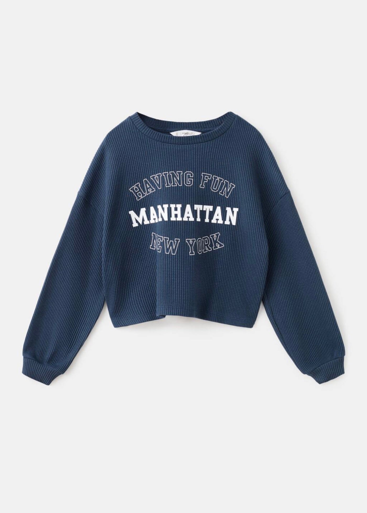 Sweat Waffle Bleu Marine - Fille