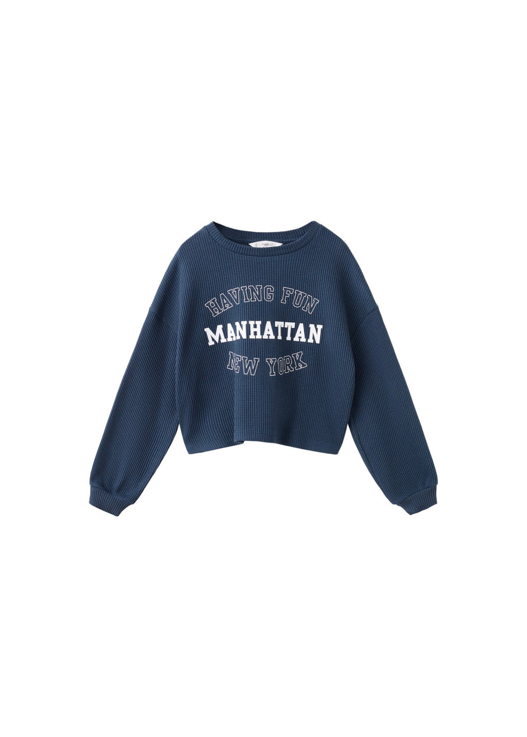 Sweat Waffle Bleu Marine - Fille
