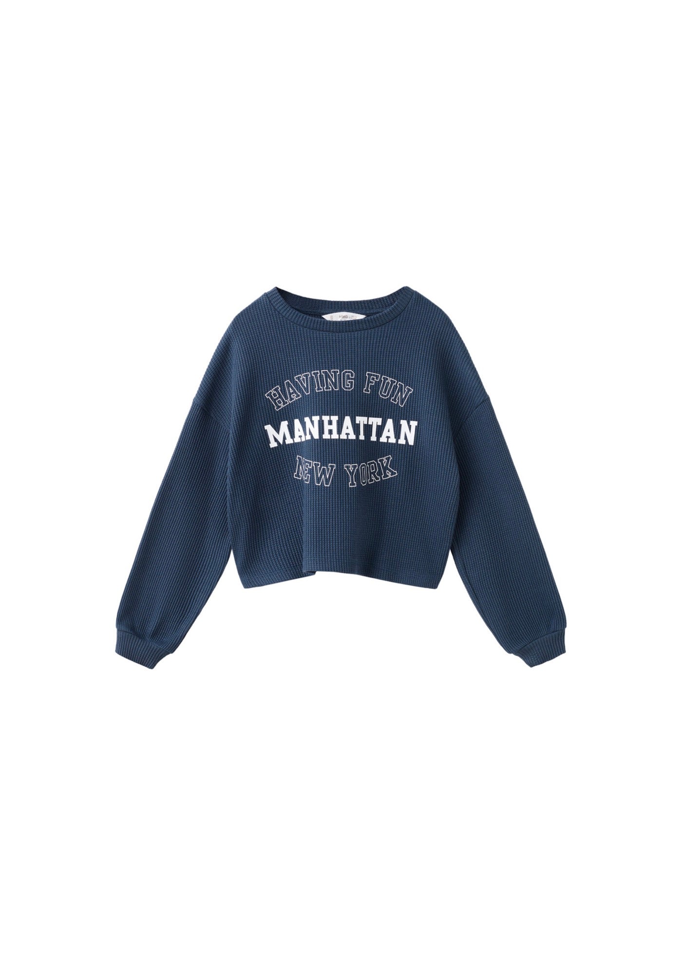 Sweat Waffle Bleu Marine - Fille
