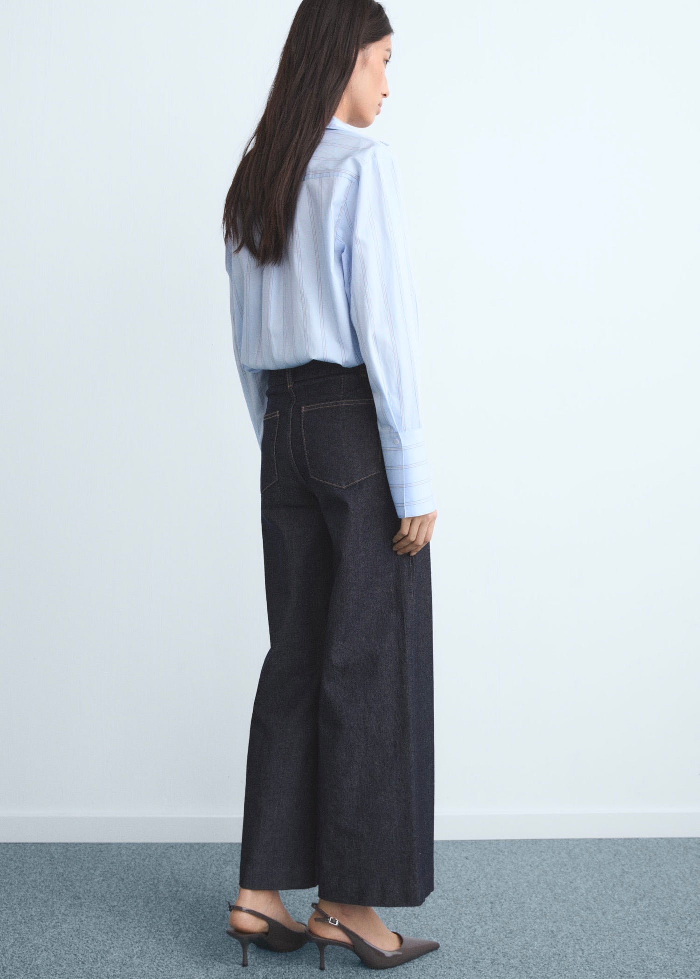 High-Waisted Culotte-Style Jeans with Seams