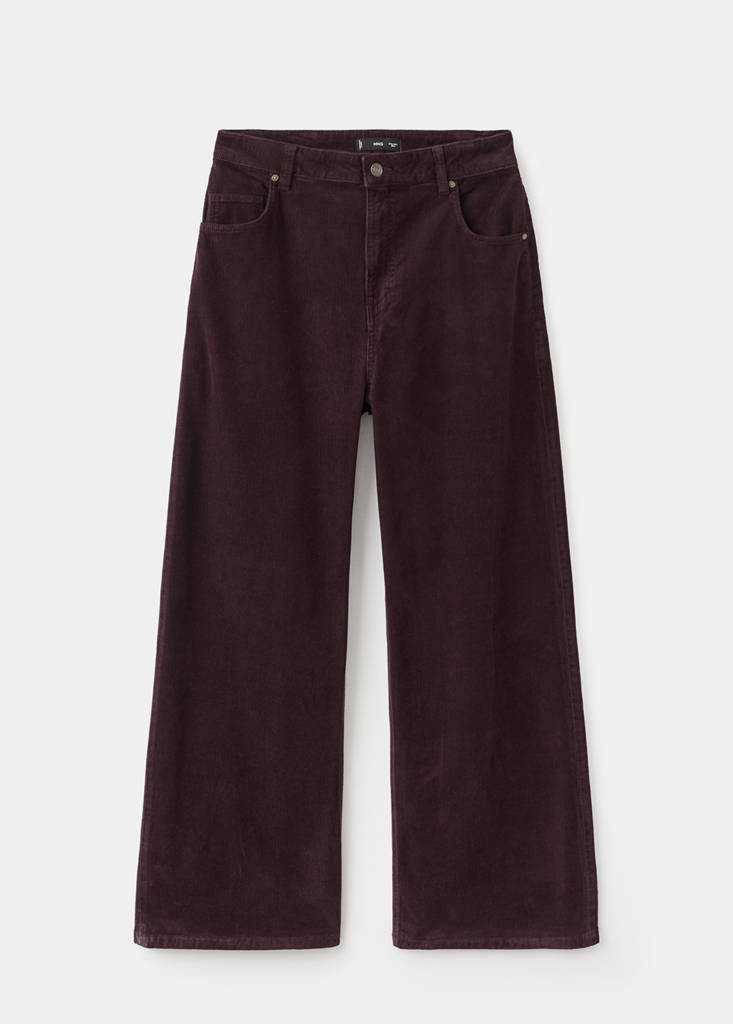 Jeans in Velluto a Coste Ampi a Vita Bassa