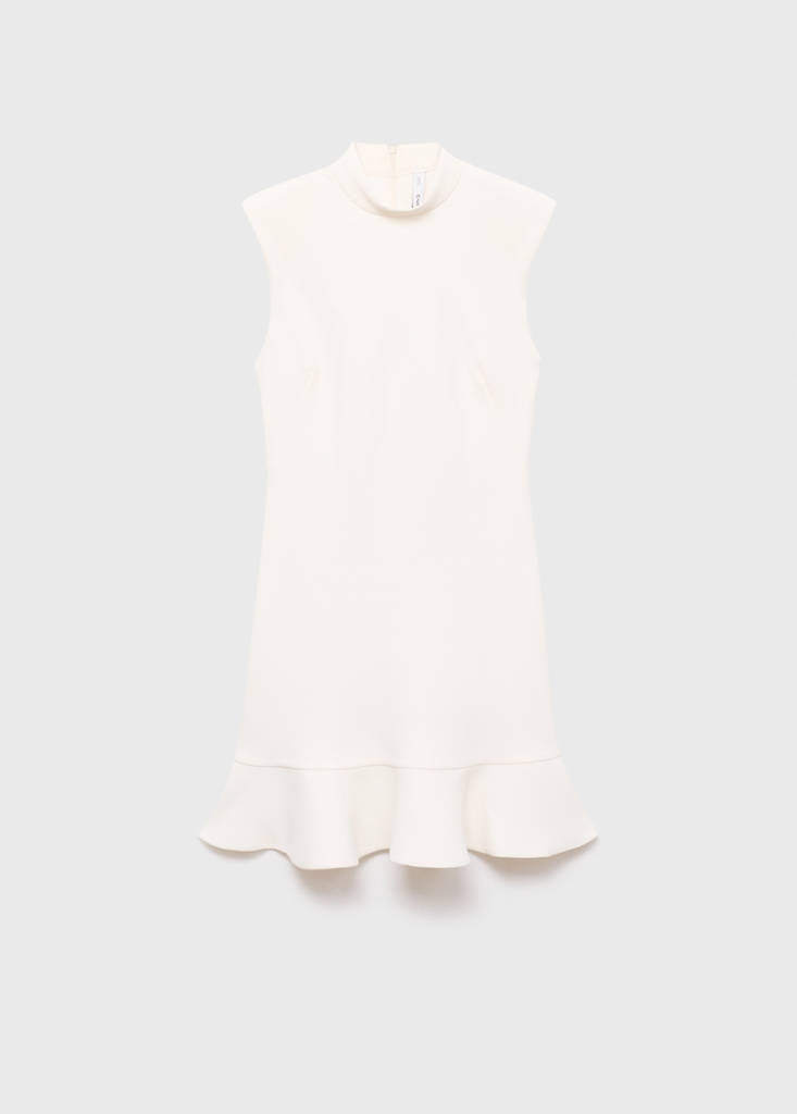 Vestido Con Volantes Y Cuello Chimenea