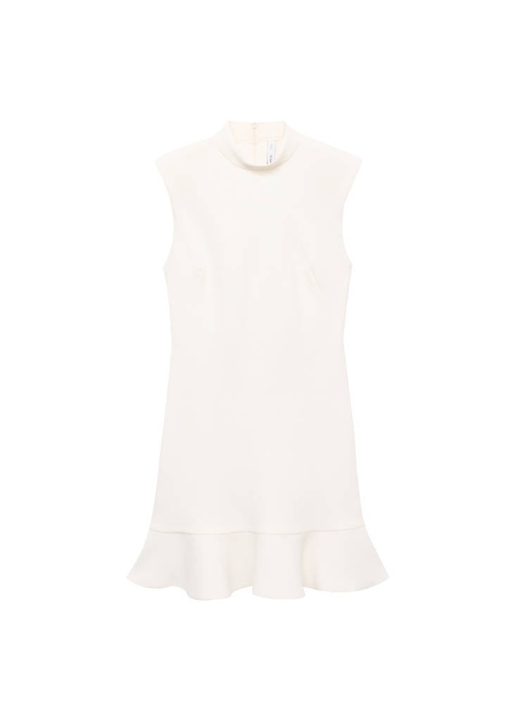 Vestido Con Volantes Y Cuello Chimenea