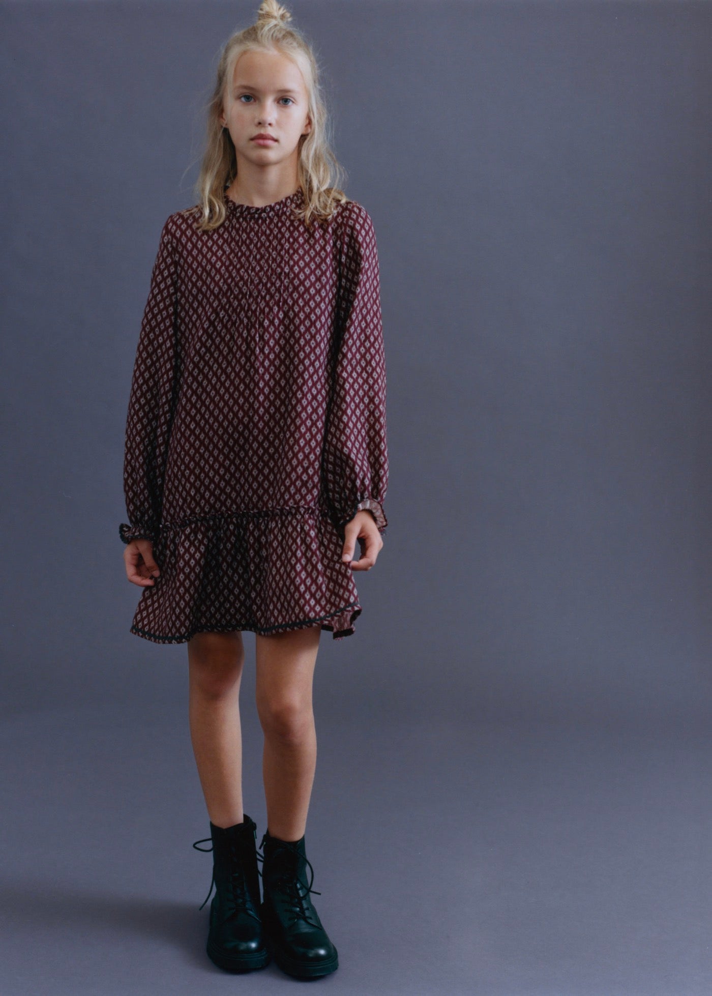 Carmela Burgundy Dress - Girl