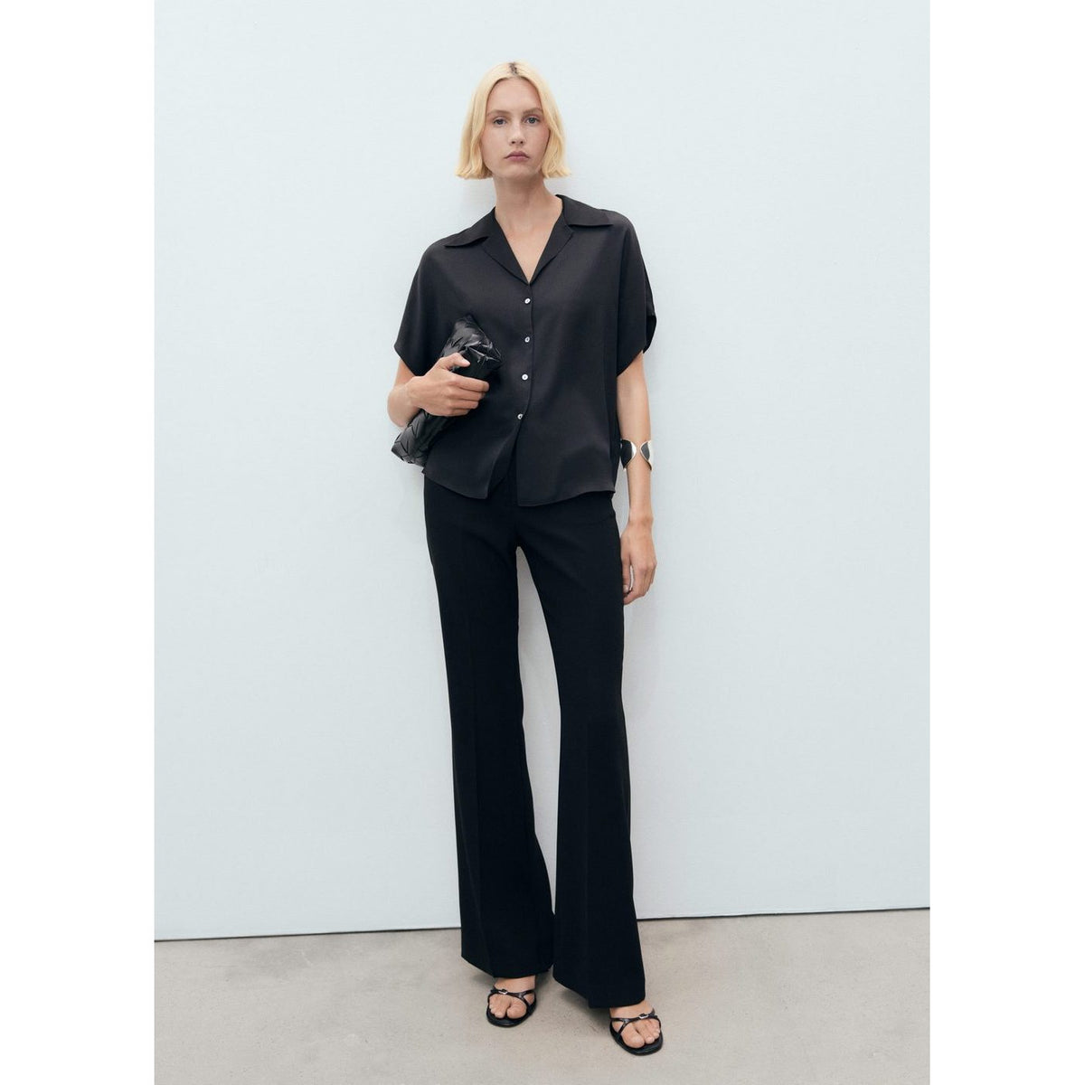 Short-Sleeved Satin Shirt