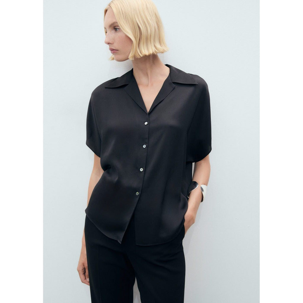 Short-Sleeved Satin Shirt