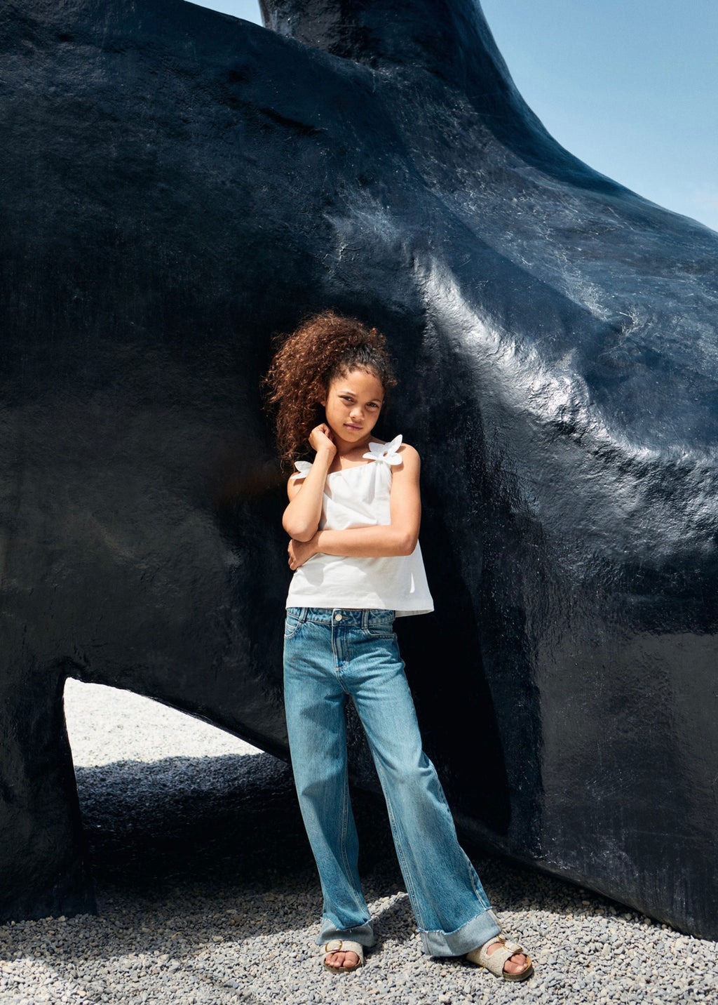 Jean Wide1 Bleu Moyen Vintage - Fille