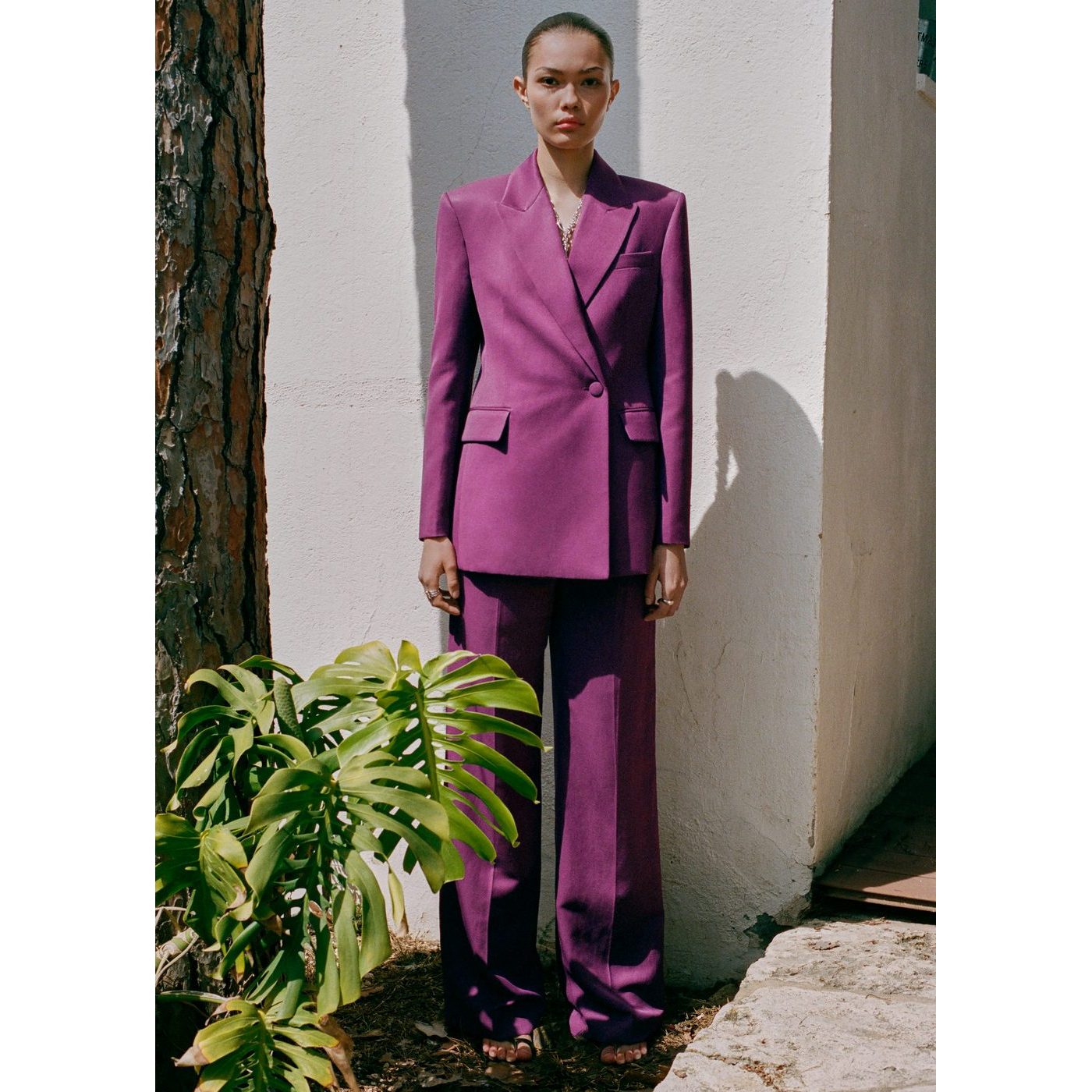 Pantalon De Costume Droit Lin Mélangé