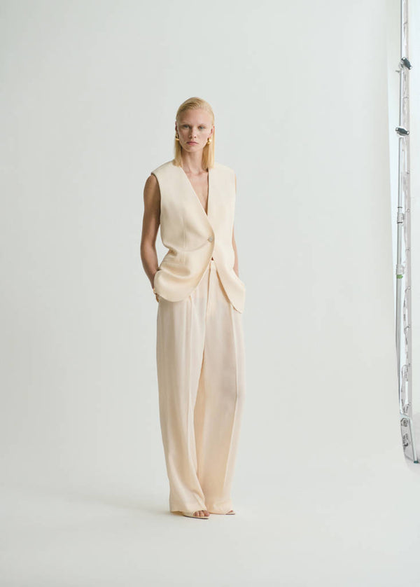 Flowy Straight-Leg Suit Trousers