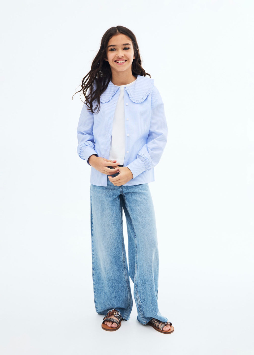 Chemise Carmen Bleu - Fille