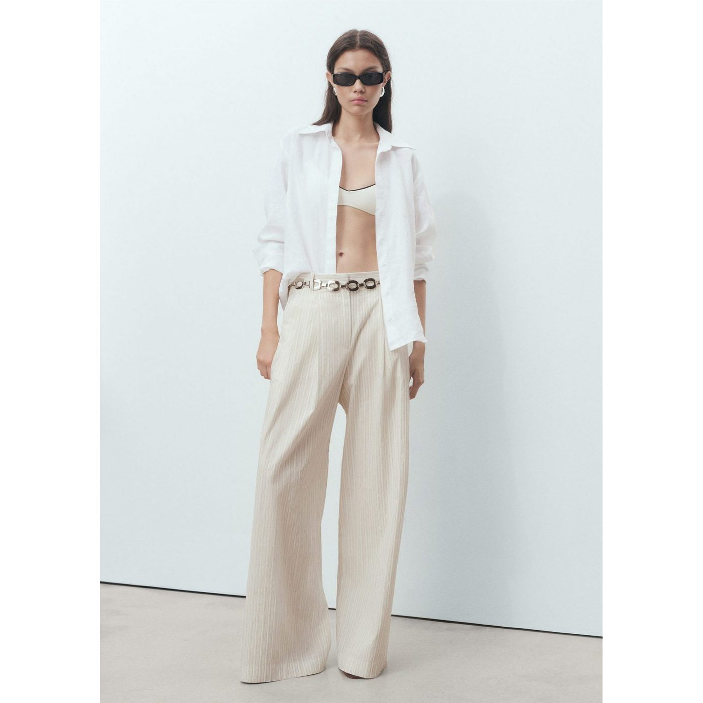 Pantalon Large À Rayures