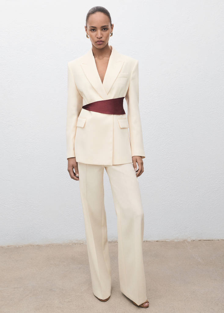 Pantalón De Traje Recto De Tiro Medio