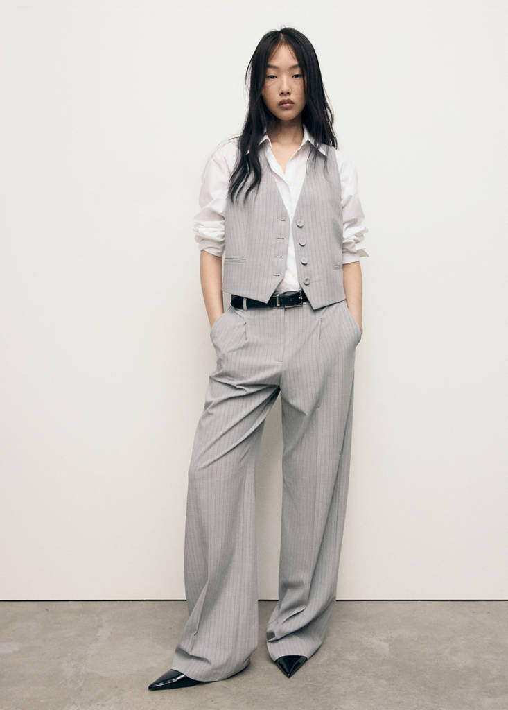 Gilet De Costume À Fines Rayures