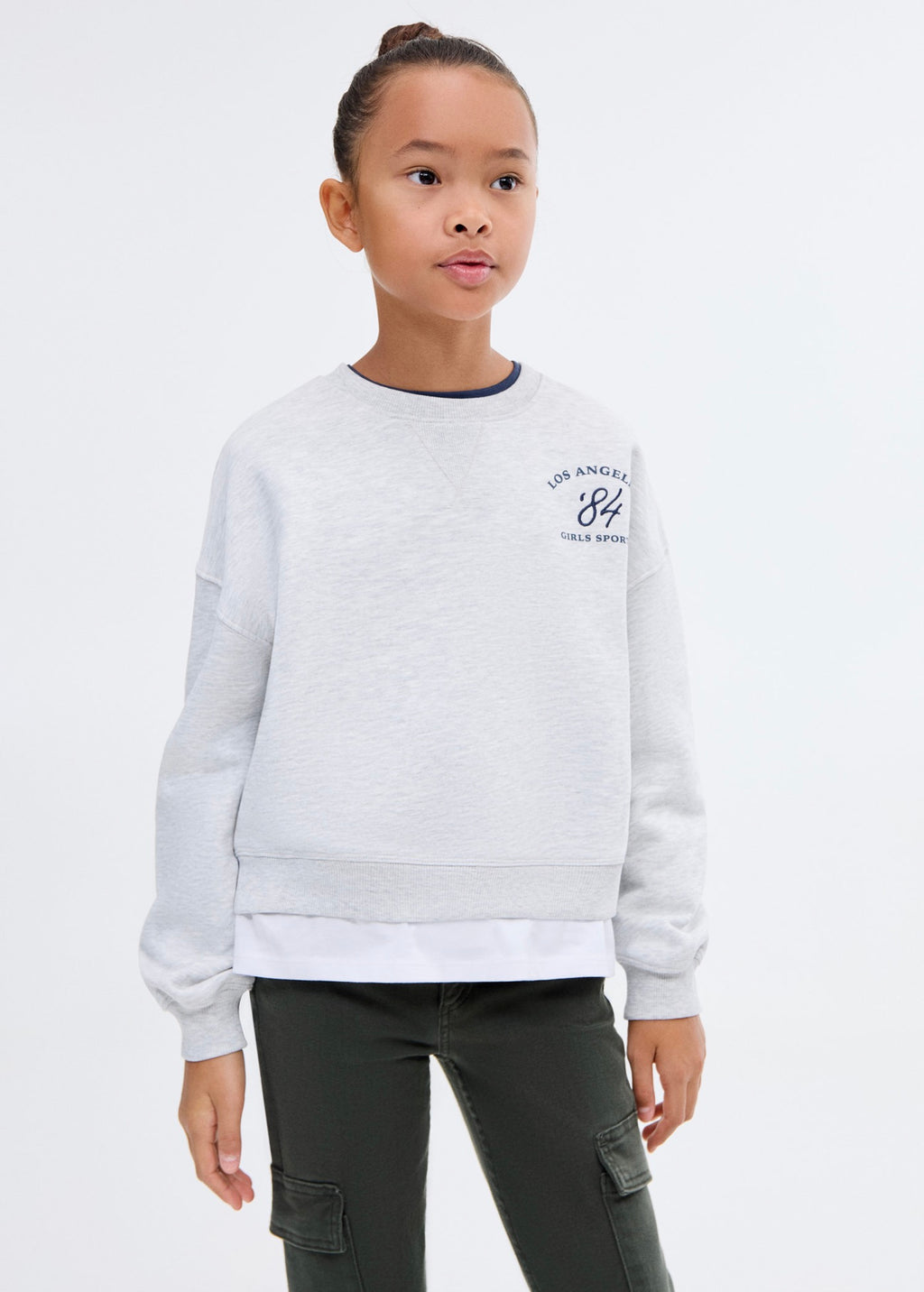 Sweat Sports Gris Clair Chiné - Fille