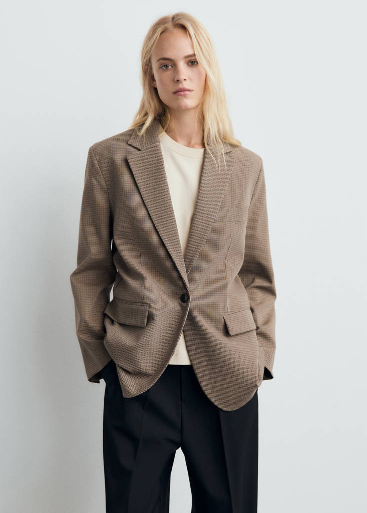 Blazer Recto Con Bolsillos Con Solapa