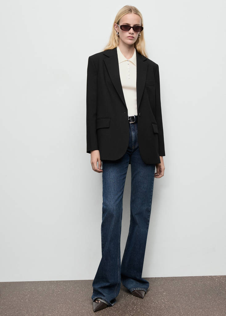 Blazer Dritto con Tasche a Patta