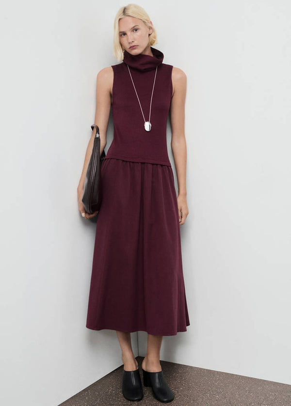 Robe Combinée À Col Cheminée