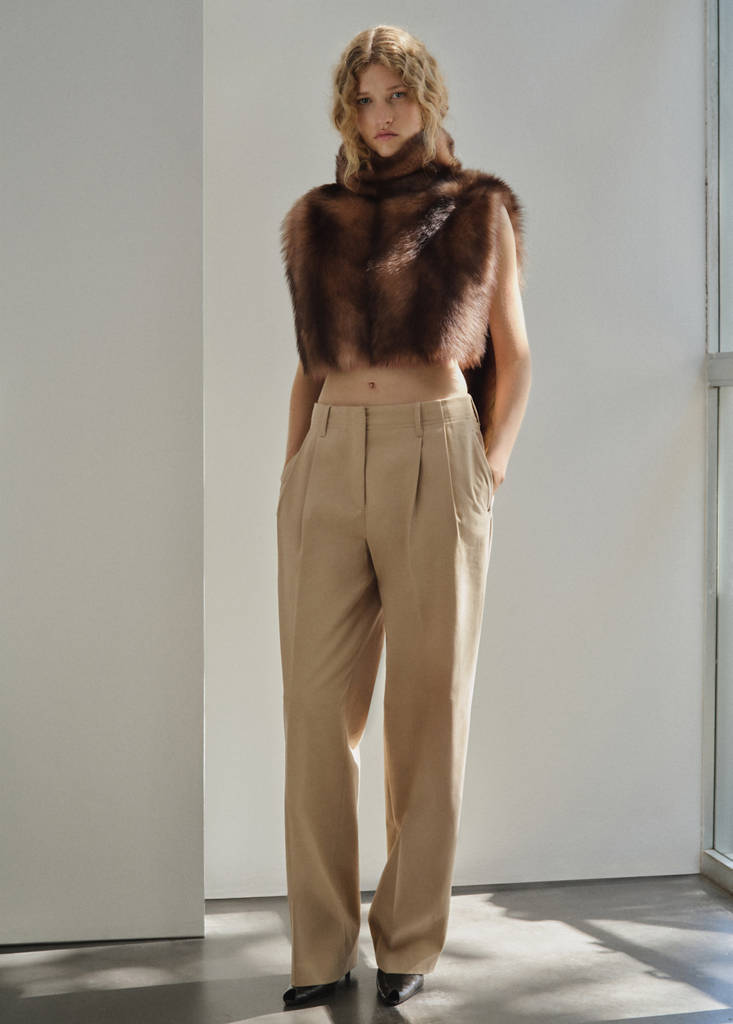 Pantaloni In Denim Dritto Con Pinces