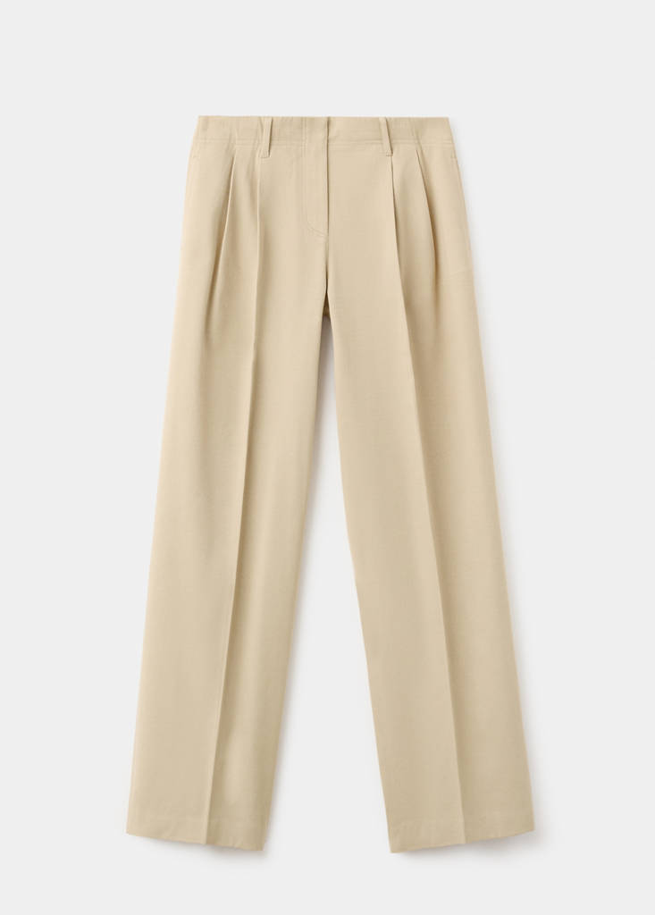 Pantaloni In Denim Dritto Con Pinces