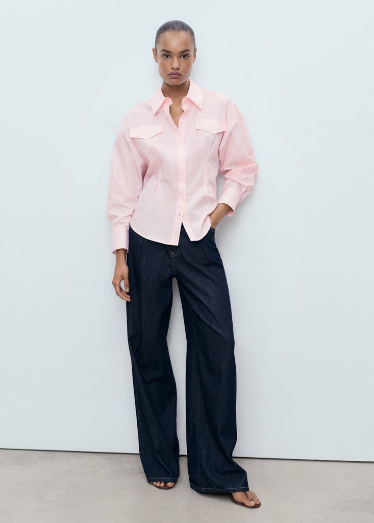 Camicia con pinces e tasche