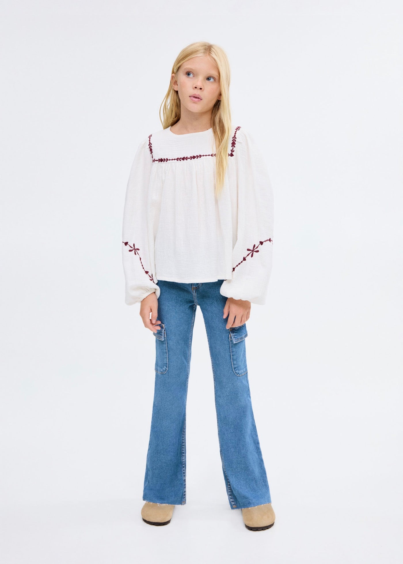 Jean Cargo Bleu Moyen - Fille