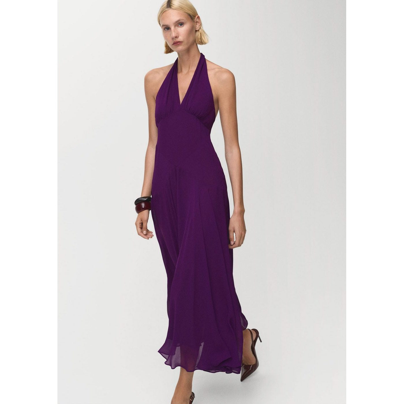 Vestido Plisado Cuello Halter