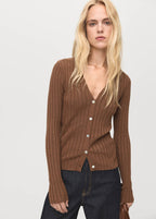 Fine-Knit Ribbed Cardigan