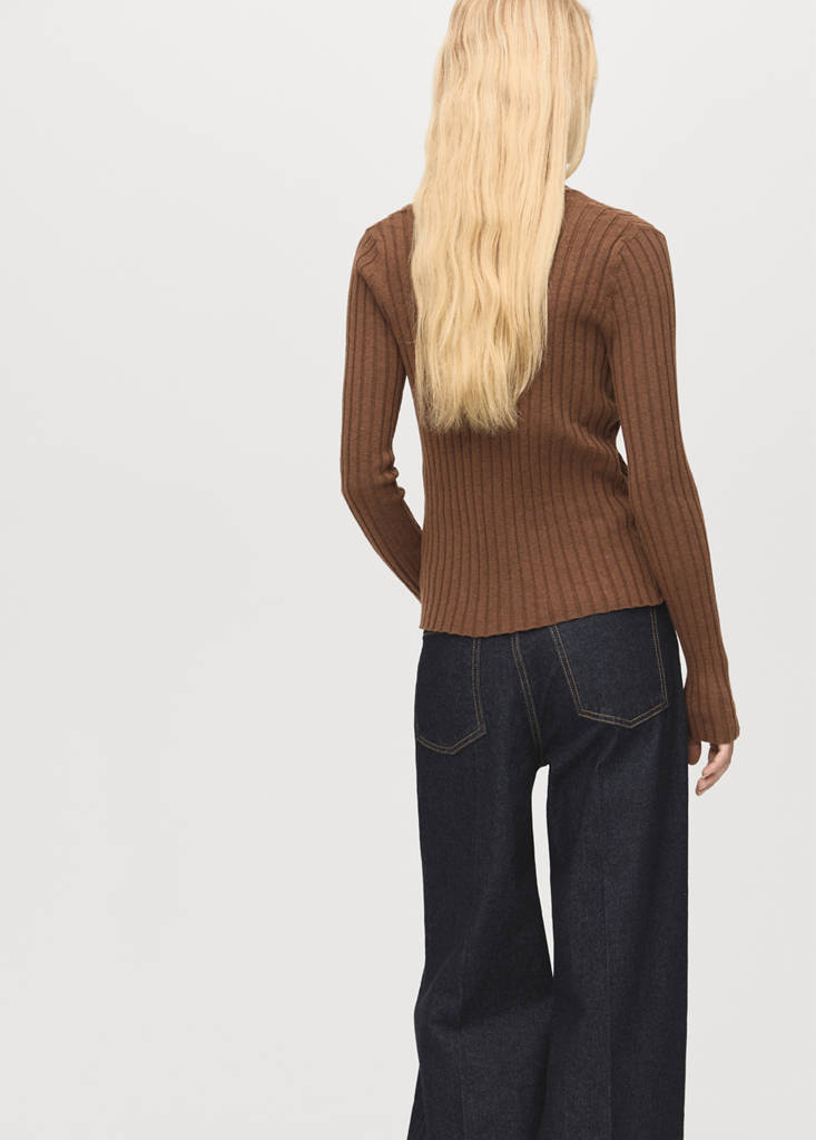 Fine-Knit Ribbed Cardigan