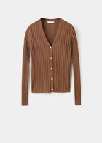 Fine-Knit Ribbed Cardigan