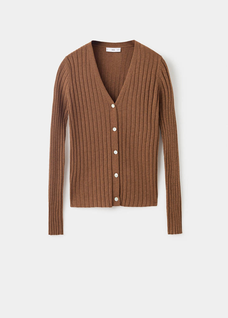 Fine-Knit Ribbed Cardigan