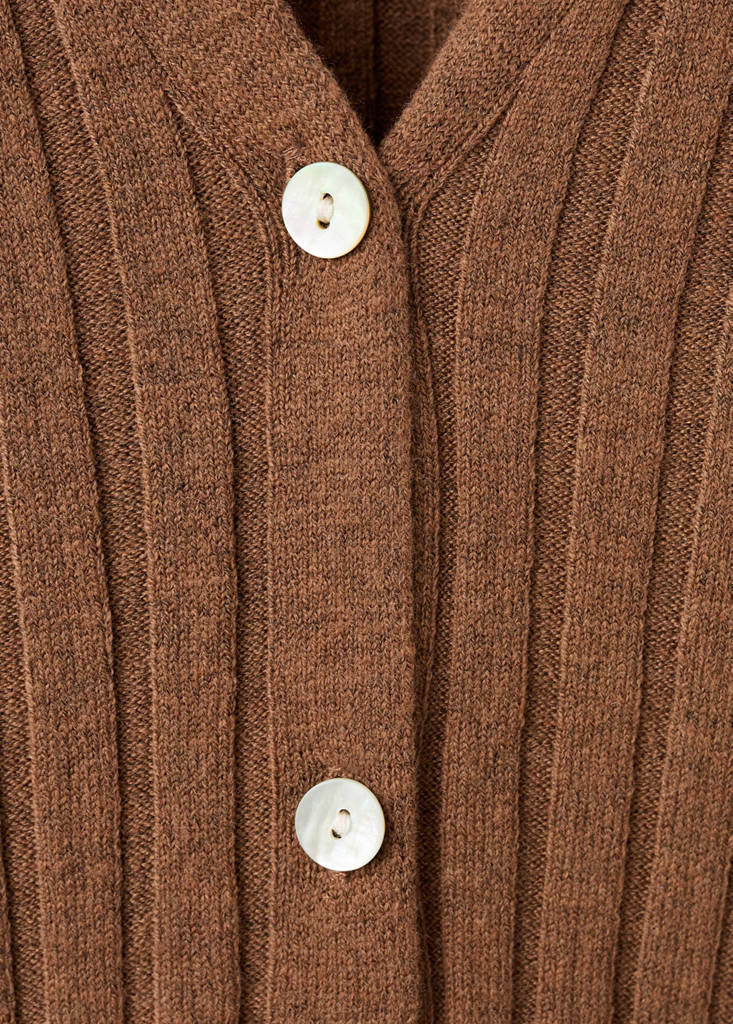 Fine-Knit Ribbed Cardigan