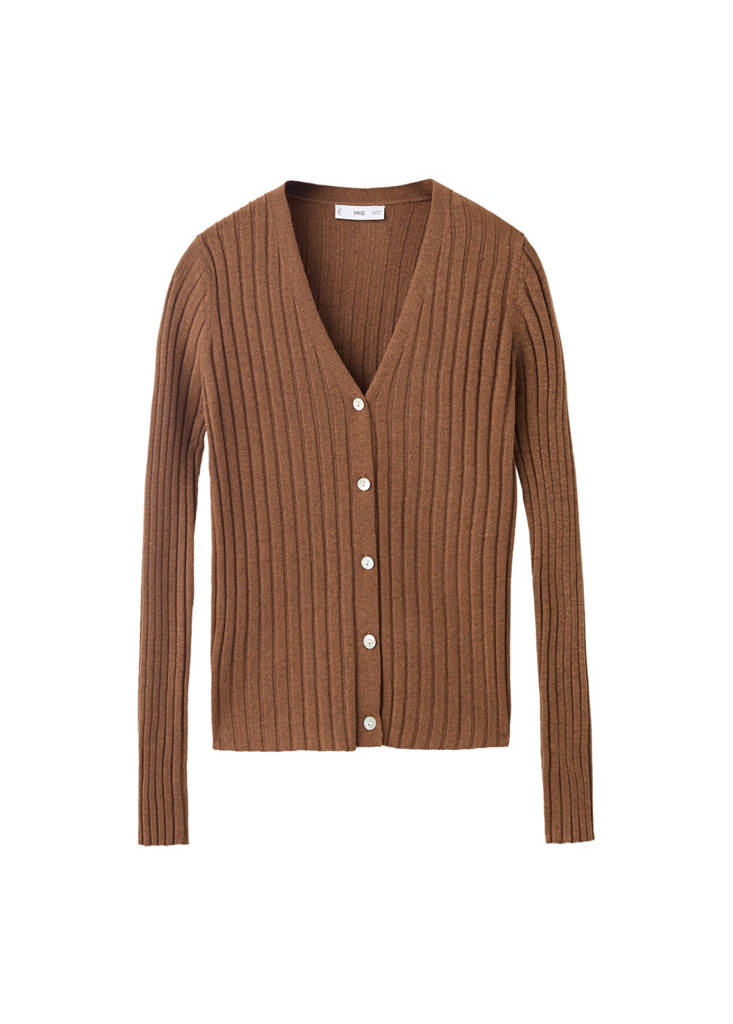 Fine-Knit Ribbed Cardigan