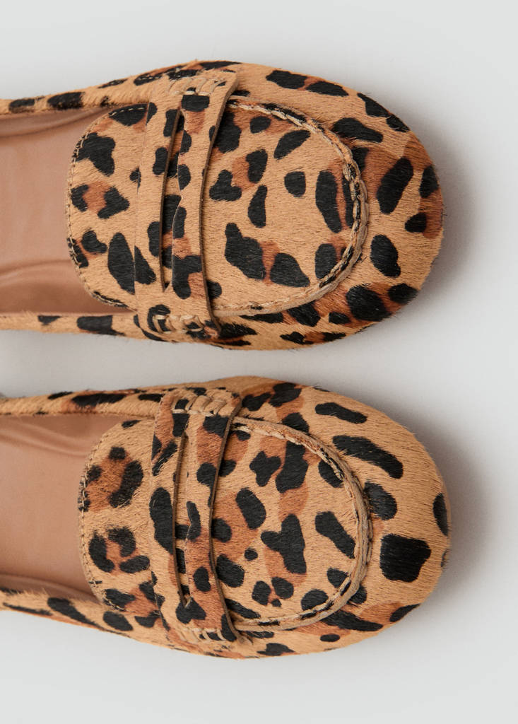 Mocasines De Piel Efecto Pelo Leopardo