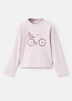 T-Shirt Bici Violet Clair/Pastel - Fille