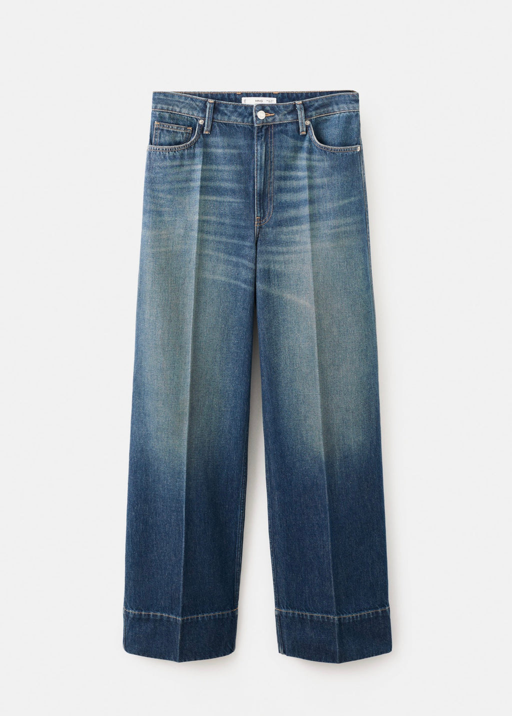 Straight Jeans with Stitched Turn-Ups