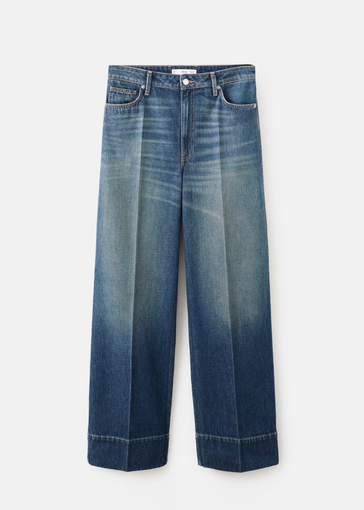 Straight Jeans with Stitched Turn-Ups