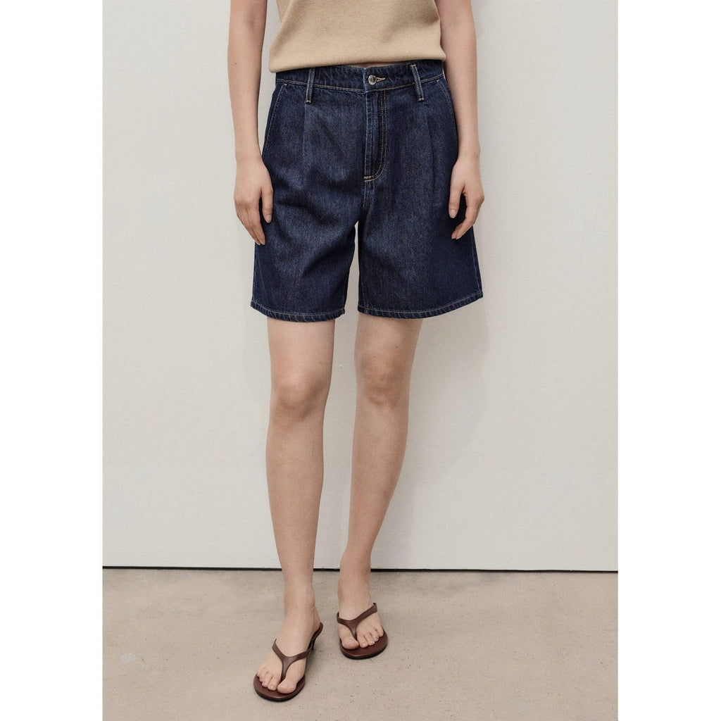 Bermuda En Jean Taille Normale À Pinces