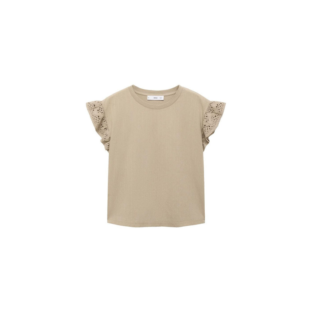 T-Shirt Manches Courtes Volant Ajouré