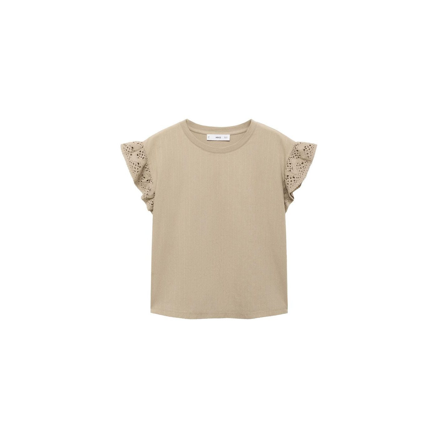 T-Shirt Manches Courtes Volant Ajouré