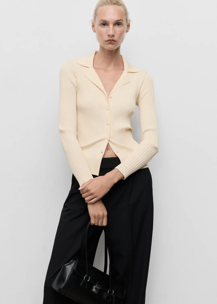 Cardigan Con Revers a Coste