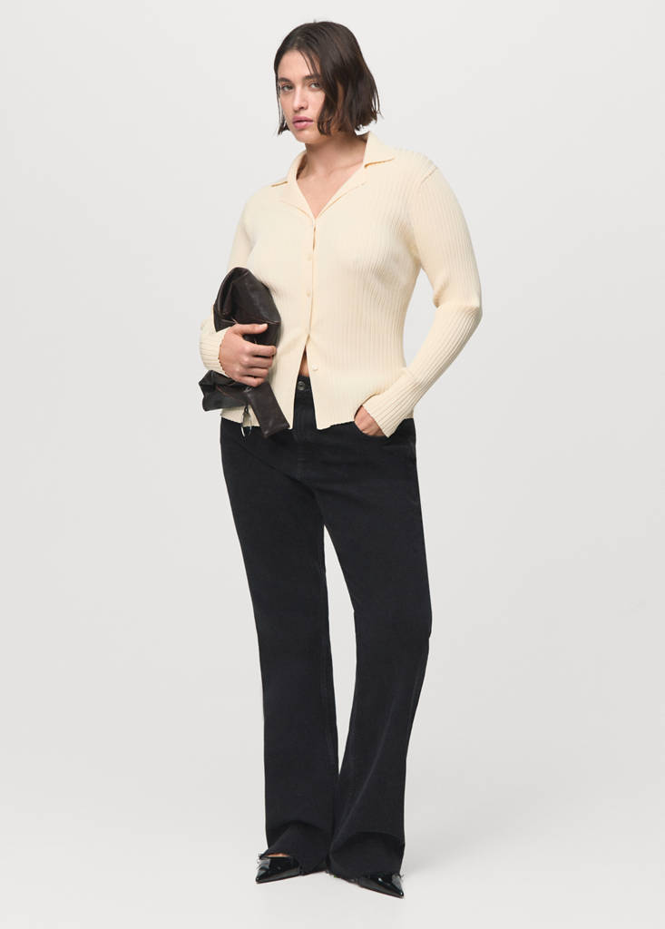 Cardigan Con Revers a Coste