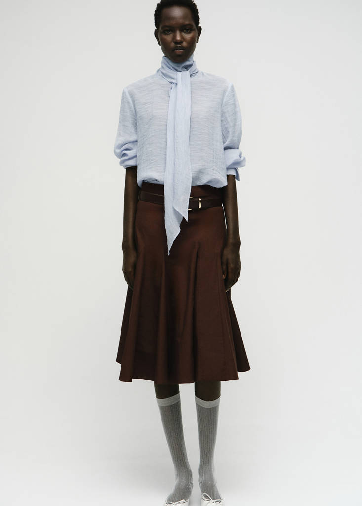 Textured Blouse with Scarf