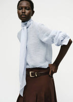 Textured Blouse with Scarf
